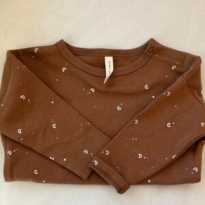 Quincy Mae Brown Long Sleeve Shirt with White Moon Print